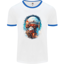 Santa Claus Lapland Sleigh Mens Ringer T-Shirt White/Royal Blue