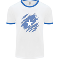 Torn Somalia Flag Somalian Day Football Mens Ringer T-Shirt White/Royal Blue