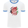 Torn Afghanistan Flag Afghan Day Football Mens Ringer T-Shirt White/Royal Blue