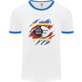 Torn Swaziland Flag Swazi Day Football Mens Ringer T-Shirt White/Royal Blue