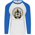 Vikings Valhalla Awaits Valknut Symbol Odin Mens L/S Baseball T-Shirt White/Royal Blue