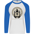 Vikings Valhalla Awaits Valknut Symbol Odin Mens L/S Baseball T-Shirt White/Royal Blue