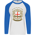 All Men Are Born Equal English England Mens L/S Baseball T-Shirt White/Royal Blue