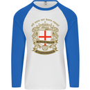 All Men Are Born Equal English England Mens L/S Baseball T-Shirt White/Royal Blue