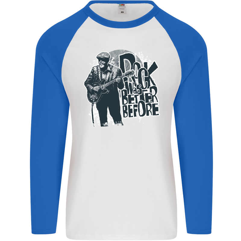 Rock Was Better Before Electric Guitar Music Mens L/S Baseball T-Shirt White/Royal Blue