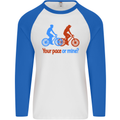 Your Pace or Mine Funny Cycling Cyclist Mens L/S Baseball T-Shirt White/Royal Blue