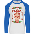 Christmas Mistle No Funny Bah Humbug Mens L/S Baseball T-Shirt White/Royal Blue
