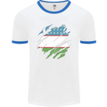 Torn Uzbekistan Flag Ukbek Day Football Mens Ringer T-Shirt White/Royal Blue