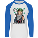 Charles Darwin Evolution Atheist Atheism Mens L/S Baseball T-Shirt White/Royal Blue