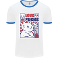 Cat Love Sucks Anti Valentines Singles Day Mens Ringer T-Shirt White/Royal Blue