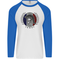 French Bodybuilding Flag Gym Training France Mens L/S Baseball T-Shirt White/Royal Blue