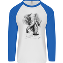 An Abstract Elephant Environment Mens L/S Baseball T-Shirt White/Royal Blue