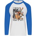 I Bring Crazy Stuff & Sh#t Funny Dog Mens L/S Baseball T-Shirt White/Royal Blue