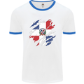 Torn Dominican Republic Flag Dominicanos Day Mens Ringer T-Shirt White/Royal Blue