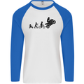 Motorbike Evolution Funny Biker Motorcycle Mens L/S Baseball T-Shirt White/Royal Blue