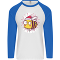 Christmas Bee Merry Funny Novelty Mens L/S Baseball T-Shirt White/Royal Blue