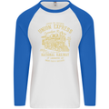 Railway Train Trainspotter Trianspotting Mens L/S Baseball T-Shirt White/Royal Blue