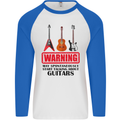 May Start Talking About Guitars Guitarist Mens L/S Baseball T-Shirt White/Royal Blue