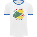 Torn Grenada Flag Grenadians Day Football Mens Ringer T-Shirt White/Royal Blue