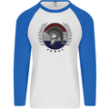 Holland Bodybuilding Flag Gym Training Dutch Mens L/S Baseball T-Shirt White/Royal Blue