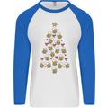 Beer Christmas Tree Mens L/S Baseball T-Shirt White/Royal Blue