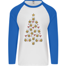 Beer Christmas Tree Mens L/S Baseball T-Shirt White/Royal Blue