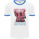 Girl Who Loves Axolotls & Coffee Mens Ringer T-Shirt White/Royal Blue