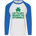 Get Ready to Stumble St. Patrick's Day Mens L/S Baseball T-Shirt White/Royal Blue
