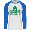 Get Ready to Stumble St. Patrick's Day Mens L/S Baseball T-Shirt White/Royal Blue