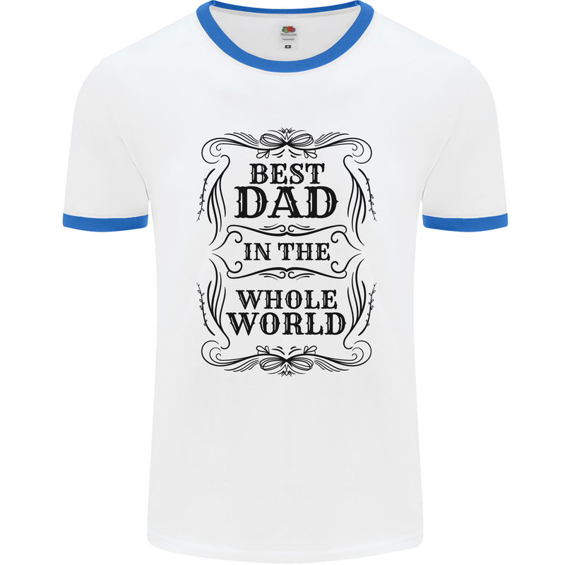 Fathers Day Best Dad in the Word Mens Ringer T-Shirt White/Royal Blue