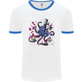 Octo Chef Funny Octopus Cook Cooking Mens Ringer T-Shirt White/Royal Blue