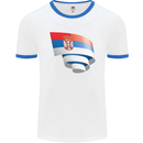Curled Serbia Flag Serbia Day Football Mens Ringer T-Shirt White/Royal Blue