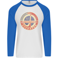 INTERKOSMOS Logo CCCP  Soviet Space USSR Mens L/S Baseball T-Shirt White/Royal Blue