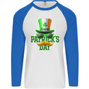 St. Patrick's Day Disguise Funny Mens L/S Baseball T-Shirt White/Royal Blue