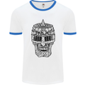Medieval Skull Helmet Mens Ringer T-Shirt White/Royal Blue