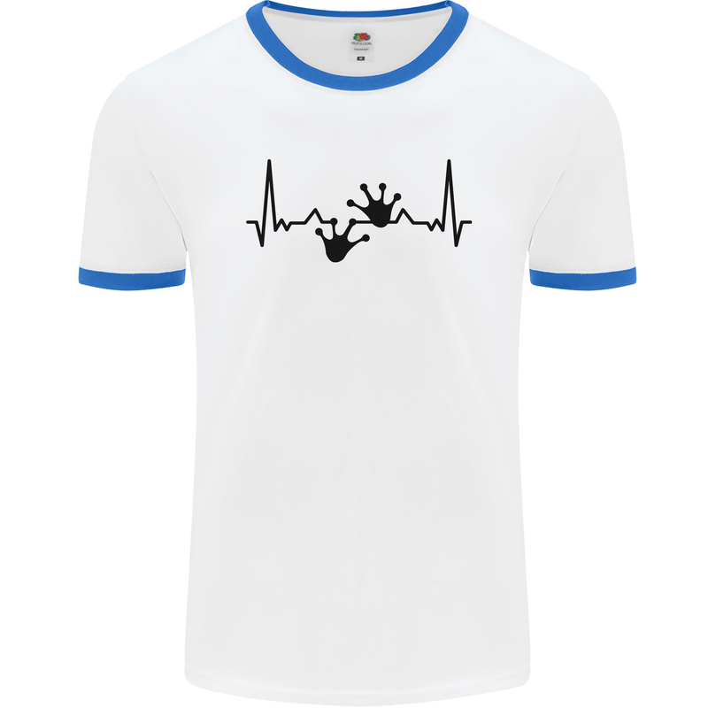 Lizard ECG Gekko Pulse Bearded Dragon Mens Ringer T-Shirt White/Royal Blue
