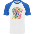 Abstract Labrador Dog Mens S/S Baseball T-Shirt White/Royal Blue