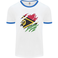 Torn Vanuatu Flag Day Football Mens Ringer T-Shirt White/Royal Blue