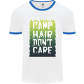 Camp Hair Dont Care Funny Caravan Camping Mens Ringer T-Shirt White/Royal Blue