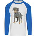 A Coonhound Dog Mens L/S Baseball T-Shirt White/Royal Blue