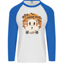 Moo I Mean Boo Funny Cow Halloween Mens L/S Baseball T-Shirt White/Royal Blue