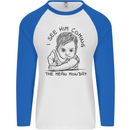 Hate Mondays Funny Work Office Humour Mens L/S Baseball T-Shirt White/Royal Blue