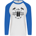 Live Love Dive Funny Scuba Diving Diver Mens L/S Baseball T-Shirt White/Royal Blue