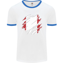 Torn Peru Flag Peruvian Day Football Mens Ringer T-Shirt White/Royal Blue