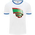 Curled Mauritania Flag Mauritanian Day Football Mens Ringer T-Shirt White/Royal Blue