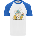 Easter Gnome With Eggs and Bunny Ears Mens S/S Baseball T-Shirt White/Royal Blue