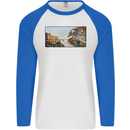 Funny Cat Creation Mens L/S Baseball T-Shirt White/Royal Blue