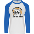 I am the View Funny Cat Mens L/S Baseball T-Shirt White/Royal Blue