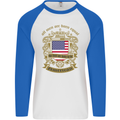 All Men Are Born Equal American America USA Mens L/S Baseball T-Shirt White/Royal Blue