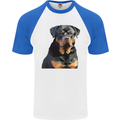 Polygon Rottweiler Dog Mens S/S Baseball T-Shirt White/Royal Blue